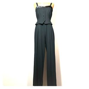 Vintage 90s Sweetheart Bust Pleated Black Jumpsuit